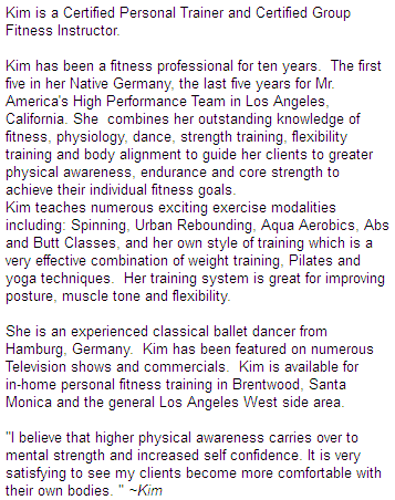 personal trainer Kim bio